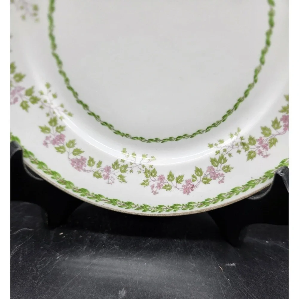 Set/5 Antique Soa GDA Limoges Hand Painted Purple Flower Bread Butter Plate 6.5